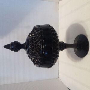 Vintage Indiana Glass Tiara Black Diamond Piont Candy Dish